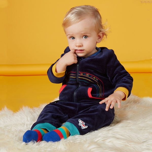 DP Boy Navy Blue Velvet Two Piece Set