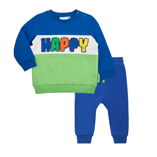 K A R I Boy Blue Happy Print Terry Two Piece Set