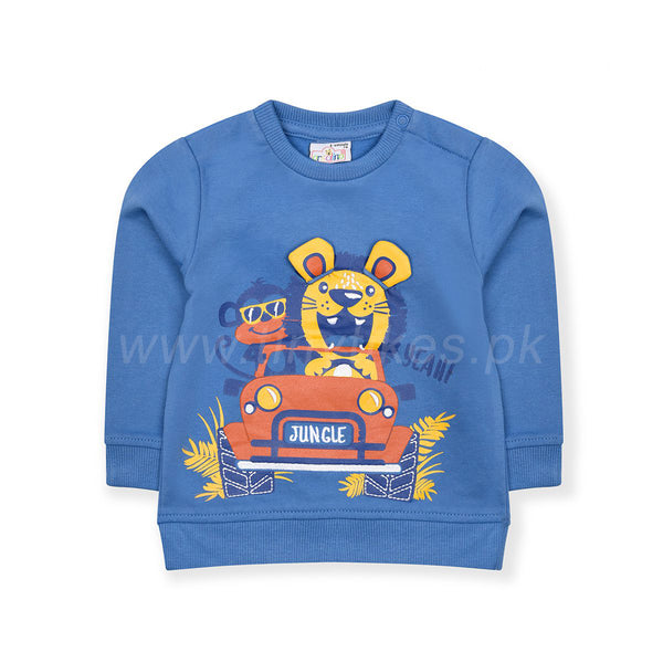 Boy Flees Blue Sweatshirt With  Jungle Animals - TinyTikes.pk