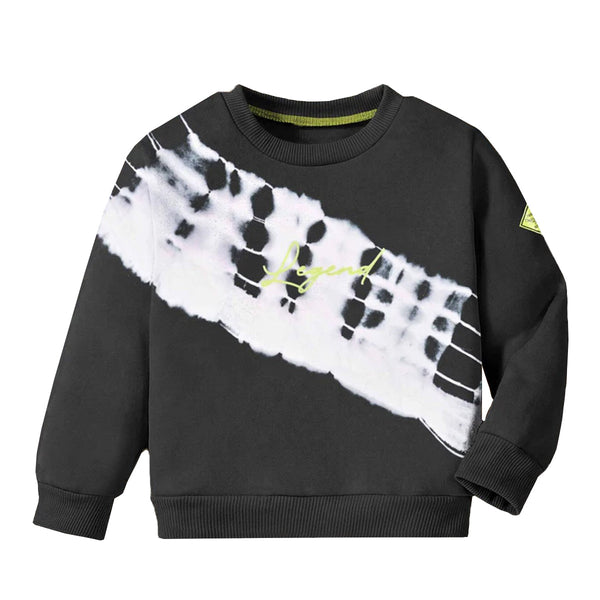 Boy Legend Printed Black And White Inner Fleece Sweatshirt