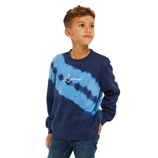 Boy Legend Printed Navy Blue And Blue Inner Fleece Sweatshirt