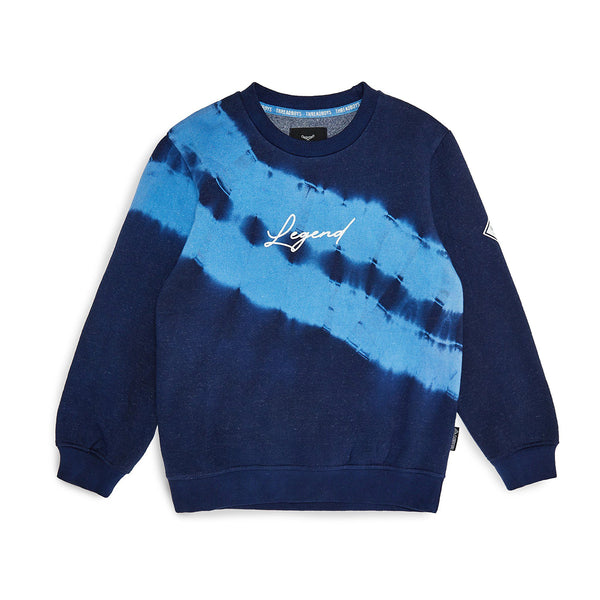 Boy Legend Printed Navy Blue And Blue Inner Fleece Sweatshirt