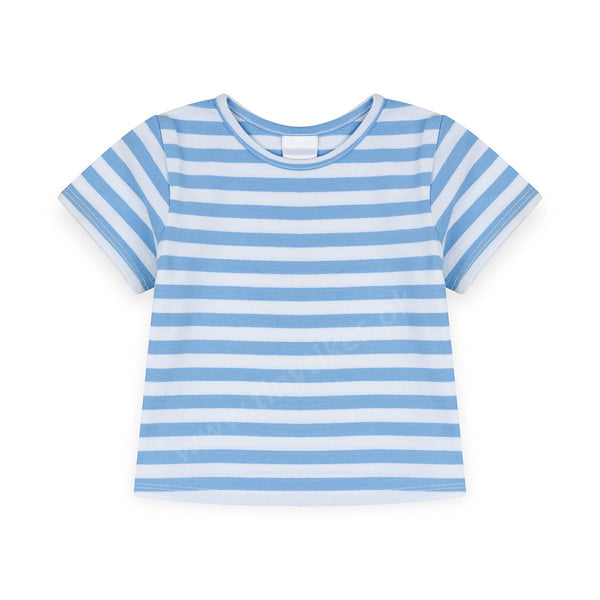 Boys T-Shirt Light Blue And White Lining - TinyTikes.pk