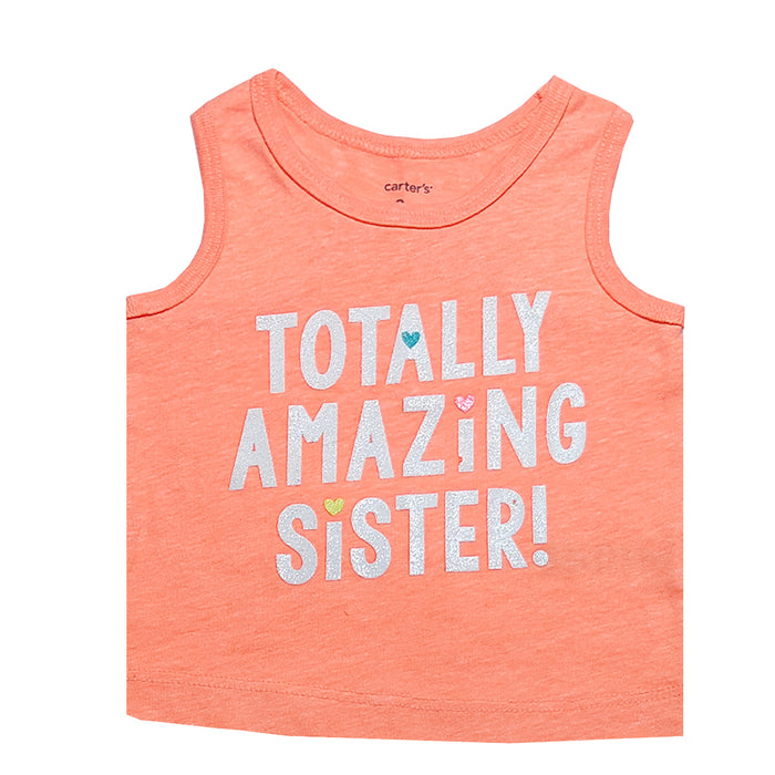 CAR TERS Girl Neon Peach Total Amazing Sister Print Sando