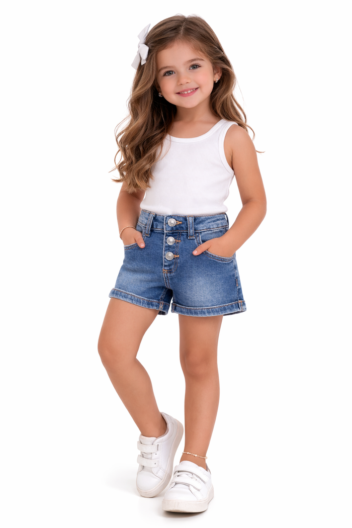 UN IT Girl Dark Blue Front Three Button Shorts