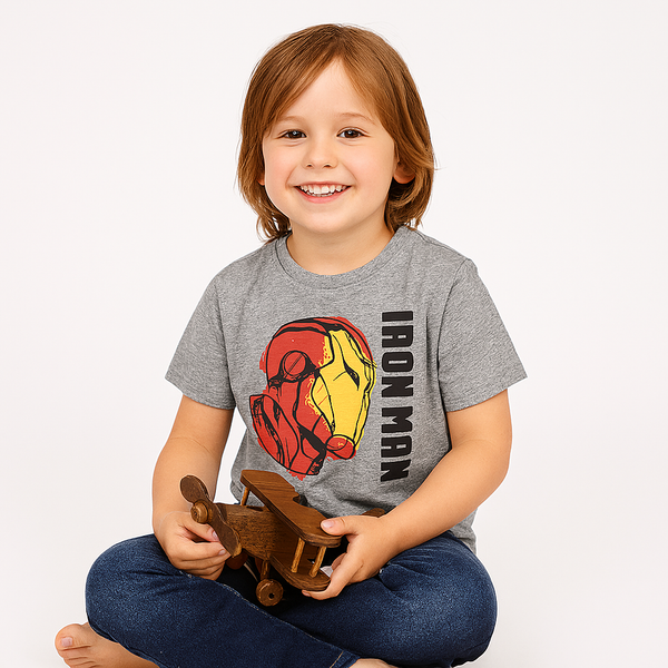 Boy Grey Avengers Character Printed T-Shirt
