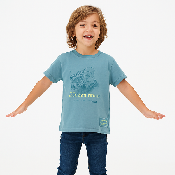 N IT Sea Green Bulldog Printed T-Shirt