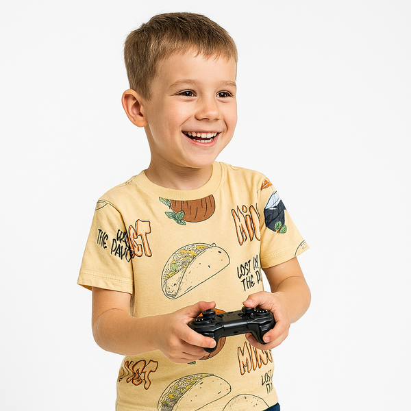 SFERA Boy Cream Color Coconut Design T-Shirt