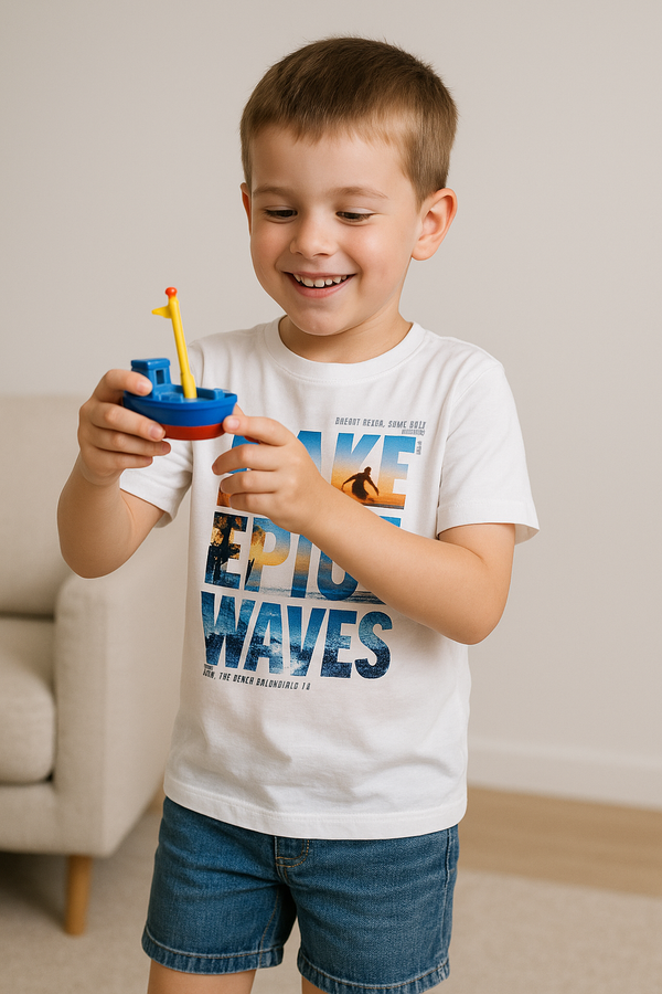 CA Boy White Make Epic Waves Printed T-Shirt