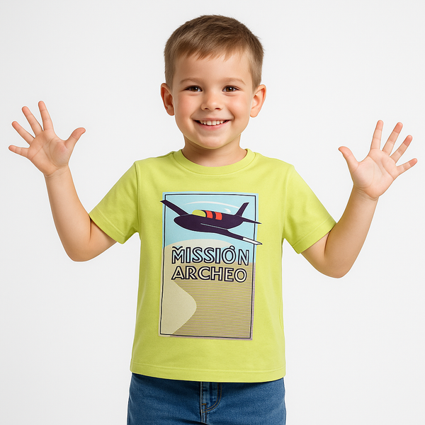 Ok Soft Cotton Jersey Green With Airplane Printed T-Shirt