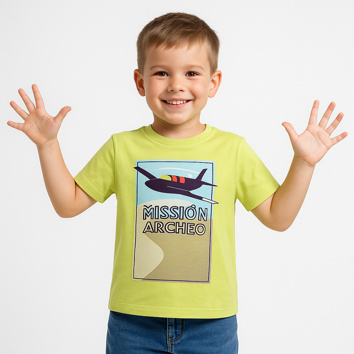Ok Soft Cotton Jersey Green With Airplane Printed T-Shirt