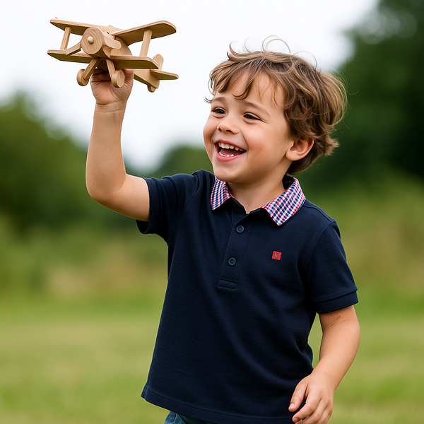 Boys Blue M Design Embroidery Polo T-Shirt