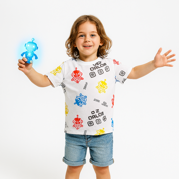 IDO Boy White Digital Boy Printed T-Shirt