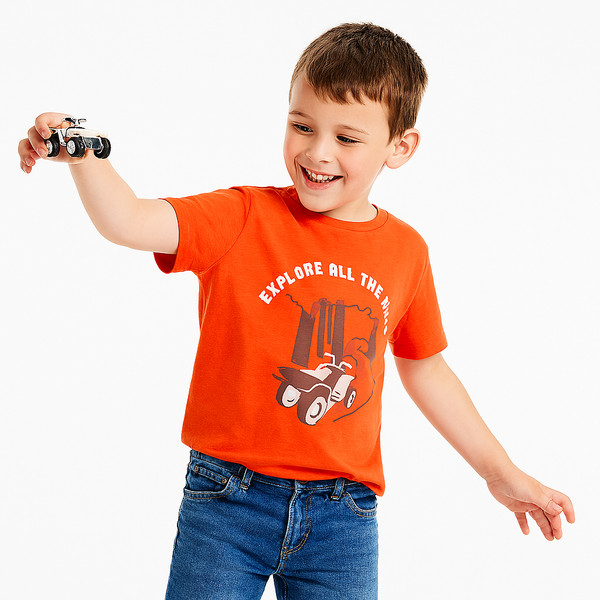OK Boy Orange Explore All The Ways Printed T-Shirt