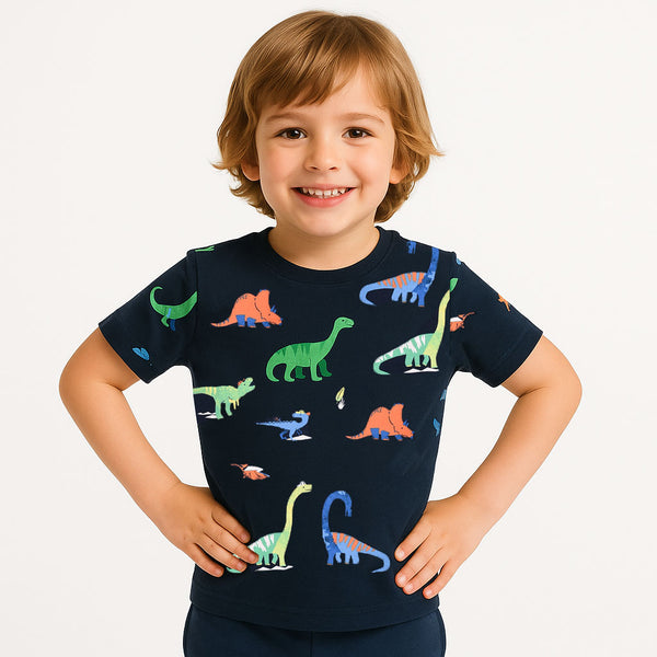 MS Boy Navy Color Dinosaur Design T-Shirt