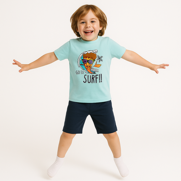 UNI Sea Green With Beach Printed Jersey T-Shirt