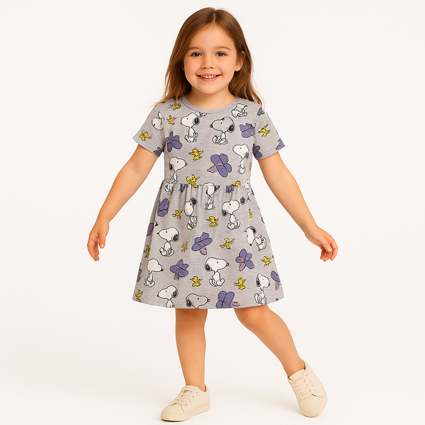 KC7 Girl Dog Printed Grey Top Frock