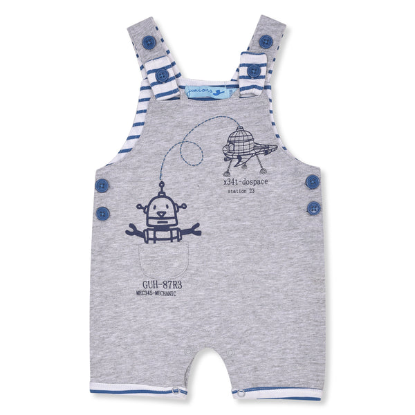 Boy Grey Dungaree Robot Printed