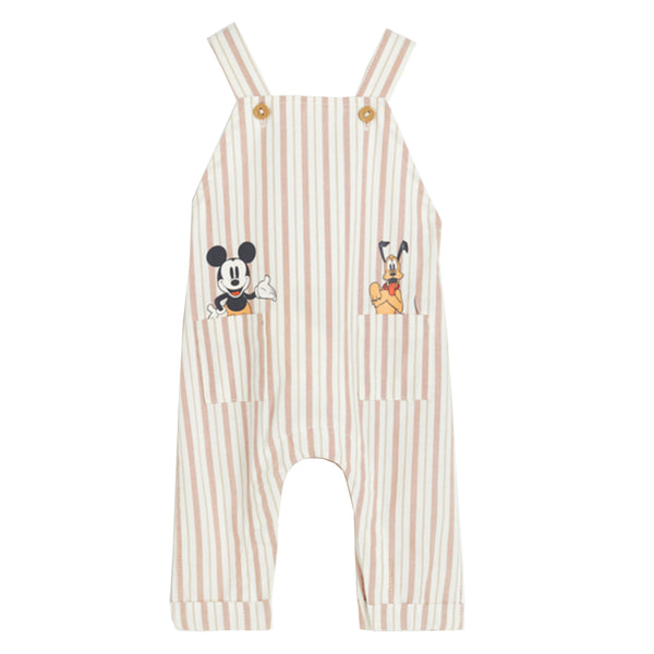 HM Boy Mickey Printed Brown Lining Cotton Dungaree