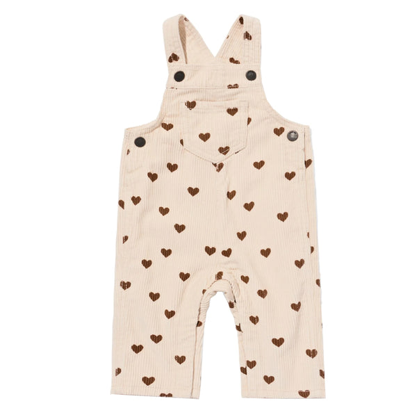 OSK Girl Corduroy Heart Printed Cream Dungaree