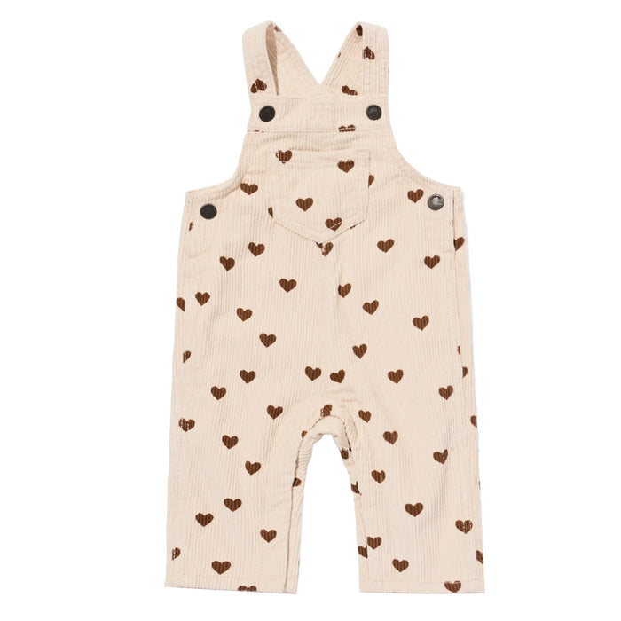 OSK Girl Corduroy Heart Printed Cream Dungaree