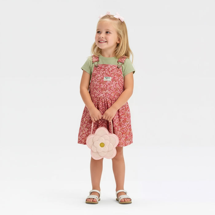 OSK Girl Flower Printed Baby Pink Color Dungaree