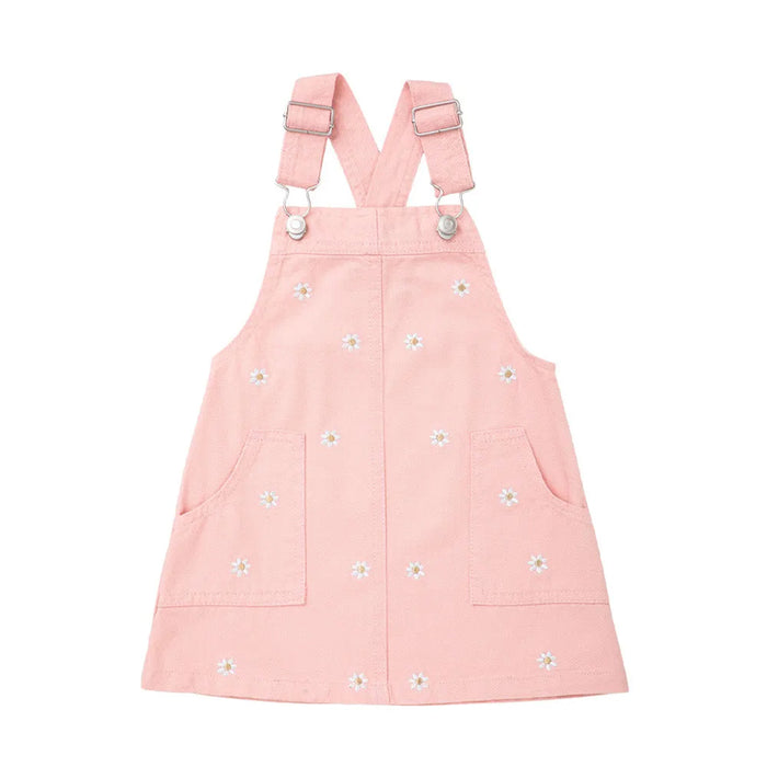EU RE KA Pink Girl Dungaree White Flower Embroidery
