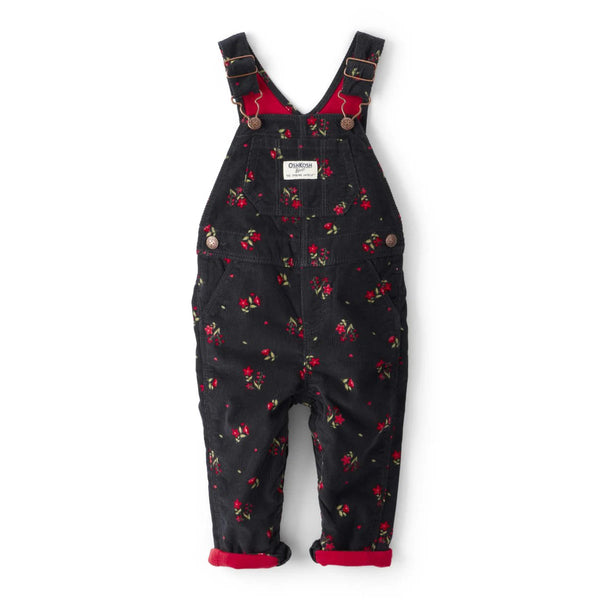 OSK Girl Flower Printed Black Dungaree