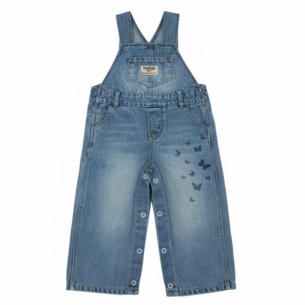 OSK Girl Sky Blue Embroidery With Butterfly Dungaree