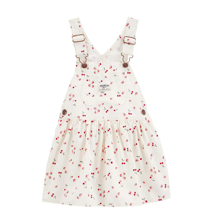 OSK Girl White Charry Printed Dungaree