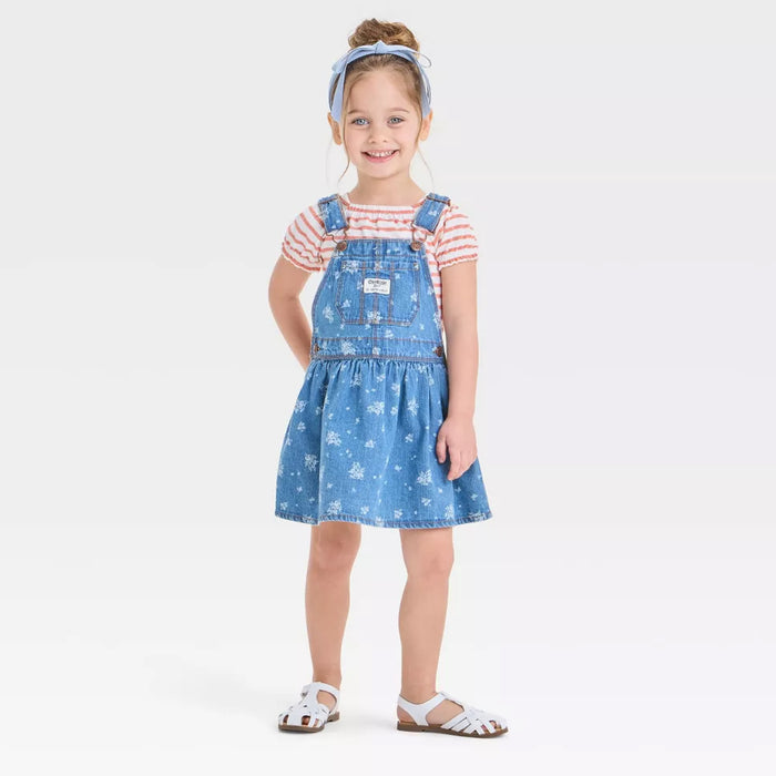 OSH KOSH Girl Blue Flower Printed Dungaree