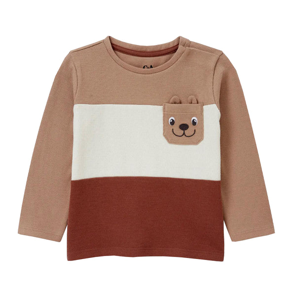 CA Boy Brown Dog Face Pocket Full Sleeves Shirt