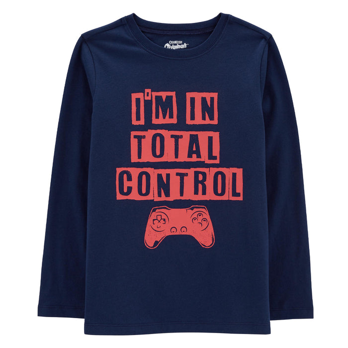 OSK Boy Navy Blue Im In Total Control Printed Full Sleeve T-Shirt