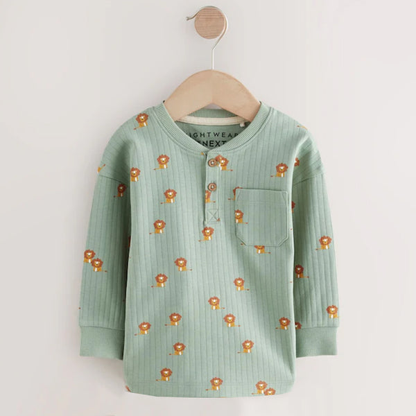 NXT Boy Light Green Lion printed Thermal Shirt