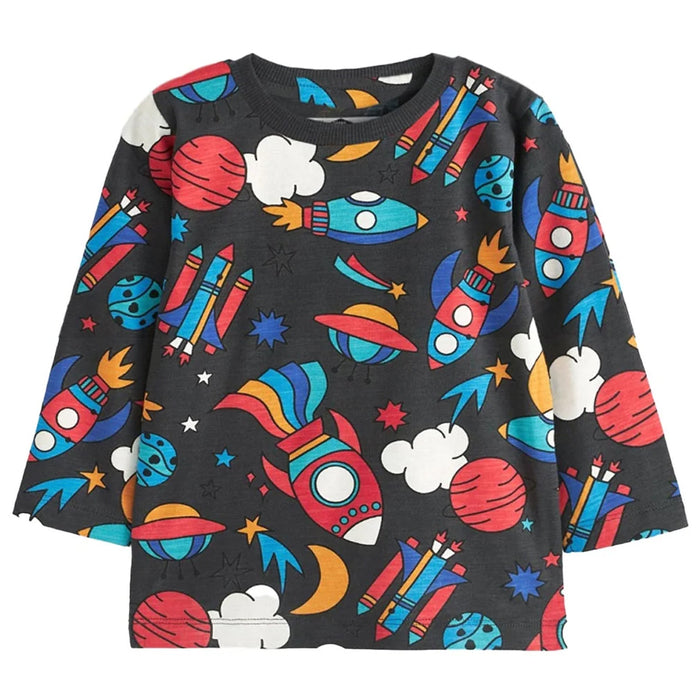 NXT Boy Black and Red Space Adventure Graphic T-Shirt
