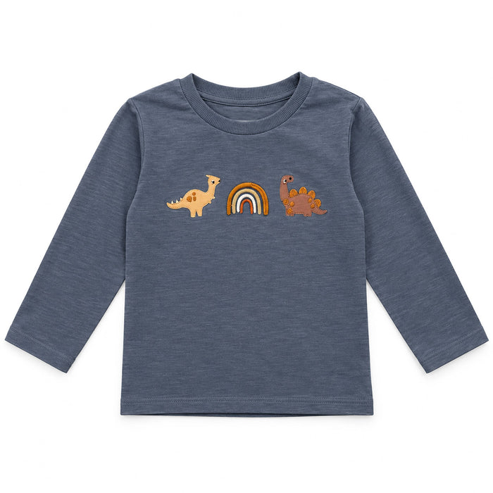 NXT Boy Grey Dino Print Rainbow Embroidery T-shirt