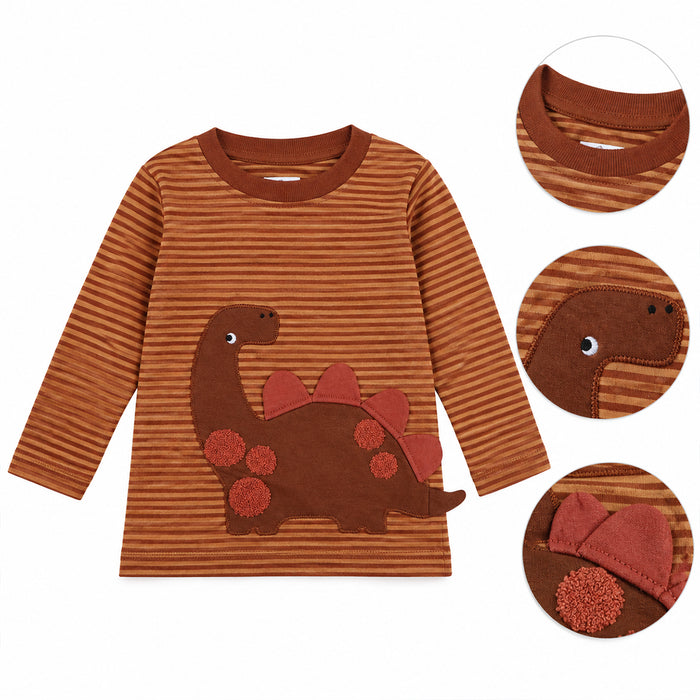 NXT Boy Brown Lining  Dino Embroidery Full Sleeves Shirt