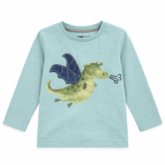 NXT Boy Sea Green Dragon Printed Full Sleeve T-Shirt