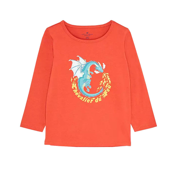 SM Boy Red Dragan Printed Full Sleeves Shirt