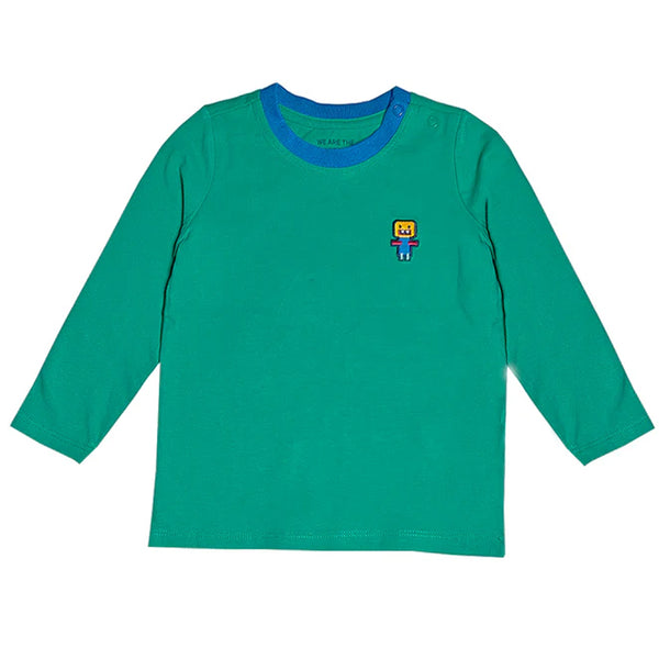 CB Boy Green Blue Round Neck Embroidered T-Shirt