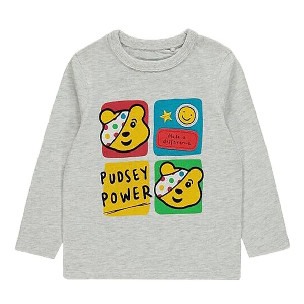 Boy Pudsey Power Silver Grey Long Sleeves T-Shirt