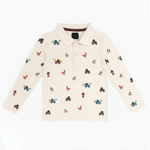 CA Boy Off-white Truck Embroidered Polo Shirt