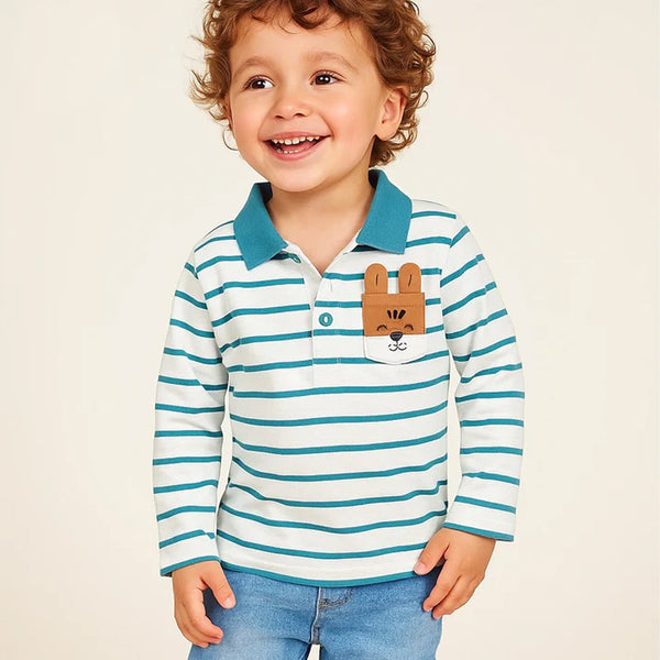 CA Boy Bear Applique Polo Shirt