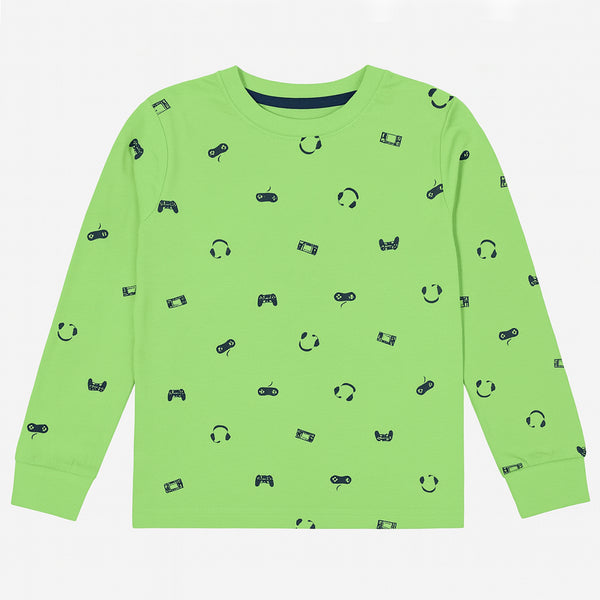 FF Light Green Gaming Control Printed Full Sleeves Shirt