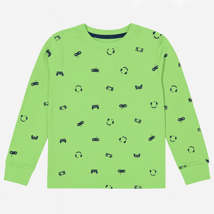 FF Light Green Gaming Control Printed Full Sleeves Shirt