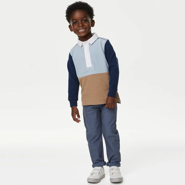 MS Boy Sky Brown Polo T-shirt With Blue Sleeves