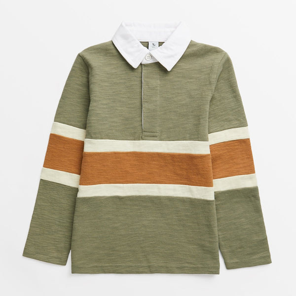 TU Boy Green Polo With Brown Lining Cooler T-shirt