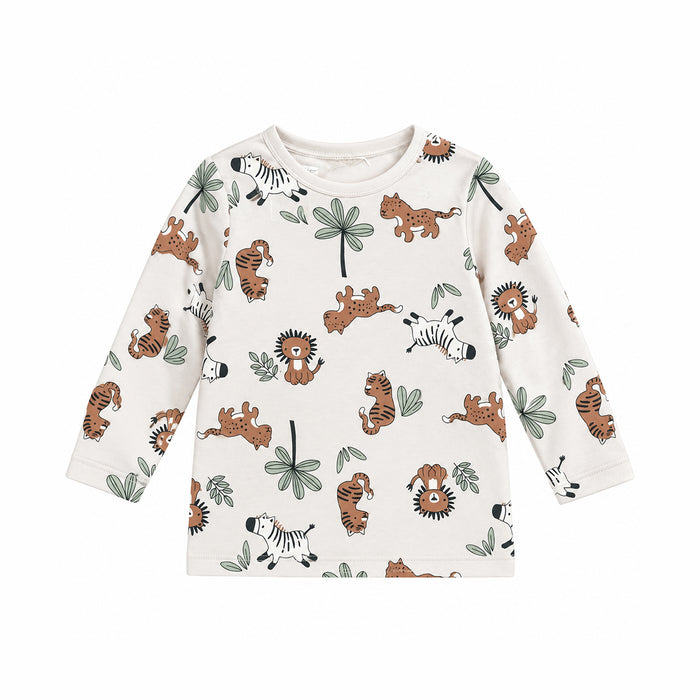 HM Boy Off-white Leopard and Zerba Printed T-shirt