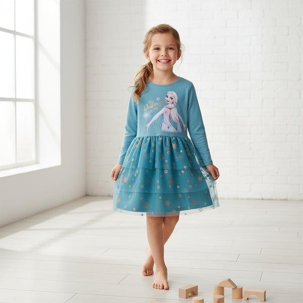 HM Girl Disney Princess Printed With Fancy Gliteish Net