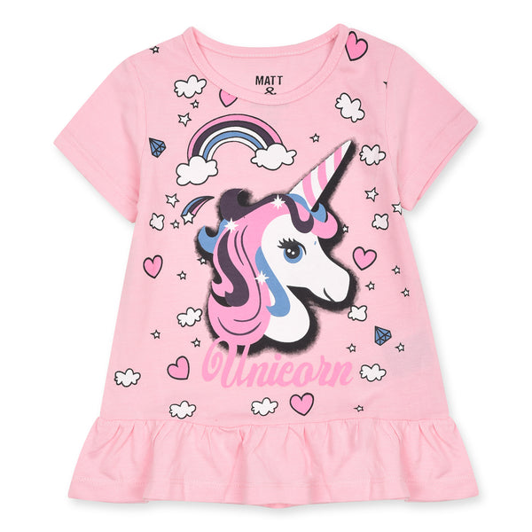 Girl Baby Pink Unicorn Print Top